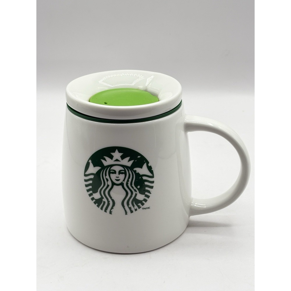 2011 Starbucks White Travel Chubby Mug 16oz Ceramic Cup Silicone Lid Siren